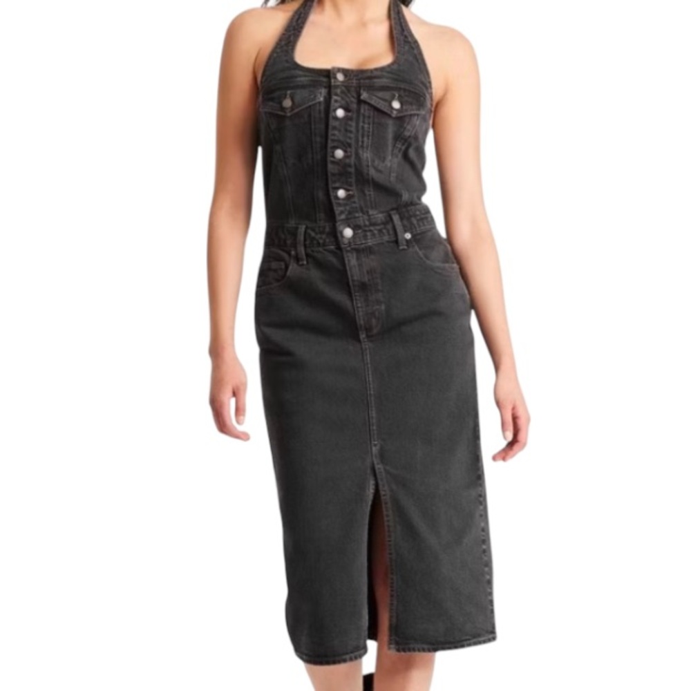 New Black Denim Halter Dress- Universal Thread